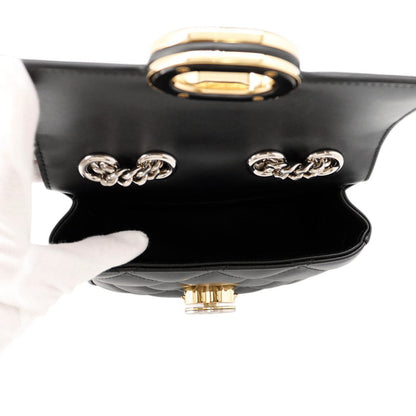 GUCCI Decorated Mini Chain Shoulder Bag Black741457 Leather