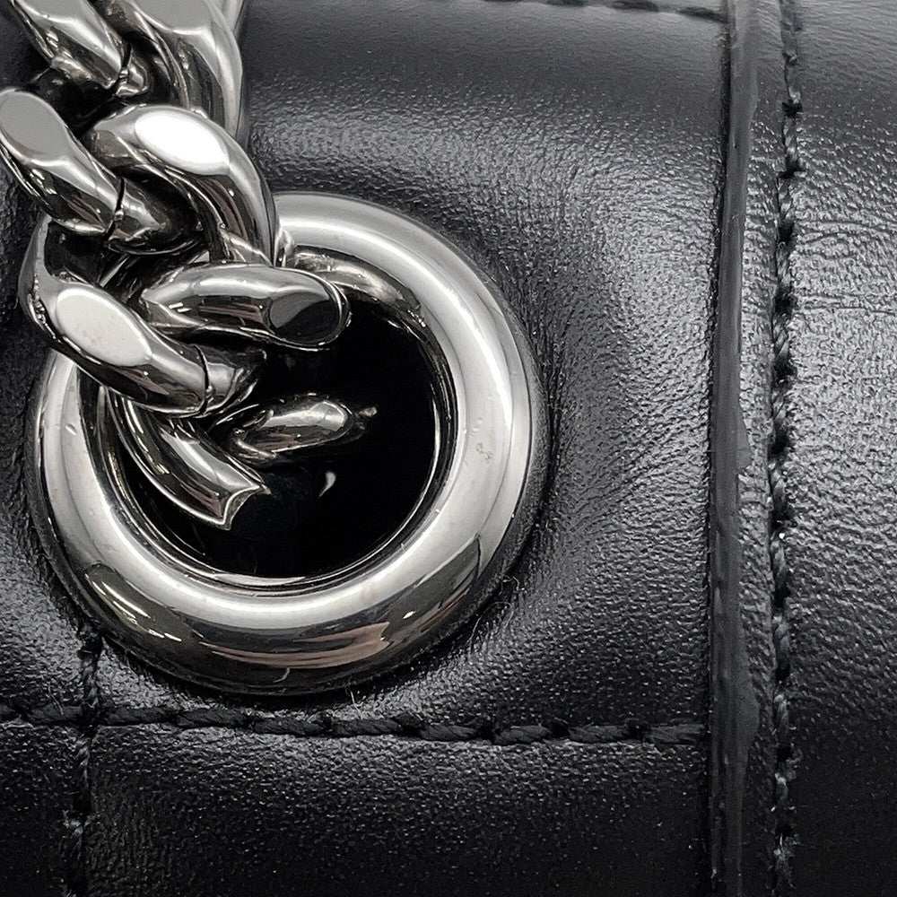 GUCCI Decorated Mini Chain Shoulder Bag Black741457 Leather