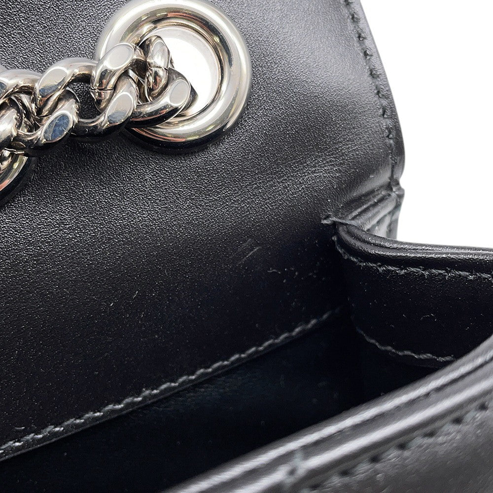 GUCCI Decorated Mini Chain Shoulder Bag Black741457 Leather