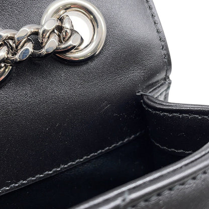 GUCCI Decorated Mini Chain Shoulder Bag Black741457 Leather