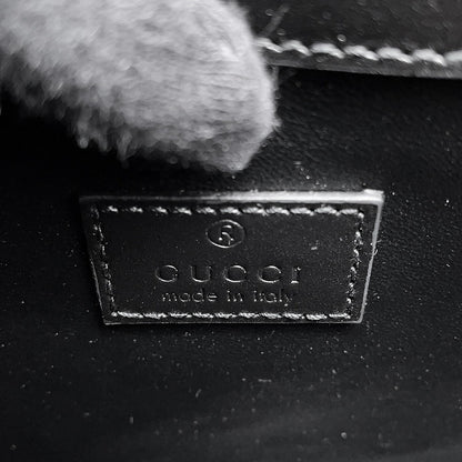 GUCCI Decorated Mini Chain Shoulder Bag Black741457 Leather