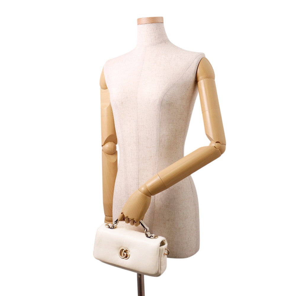 GUCCI GG Milano Mini Top Handle Bag White806017 Leather