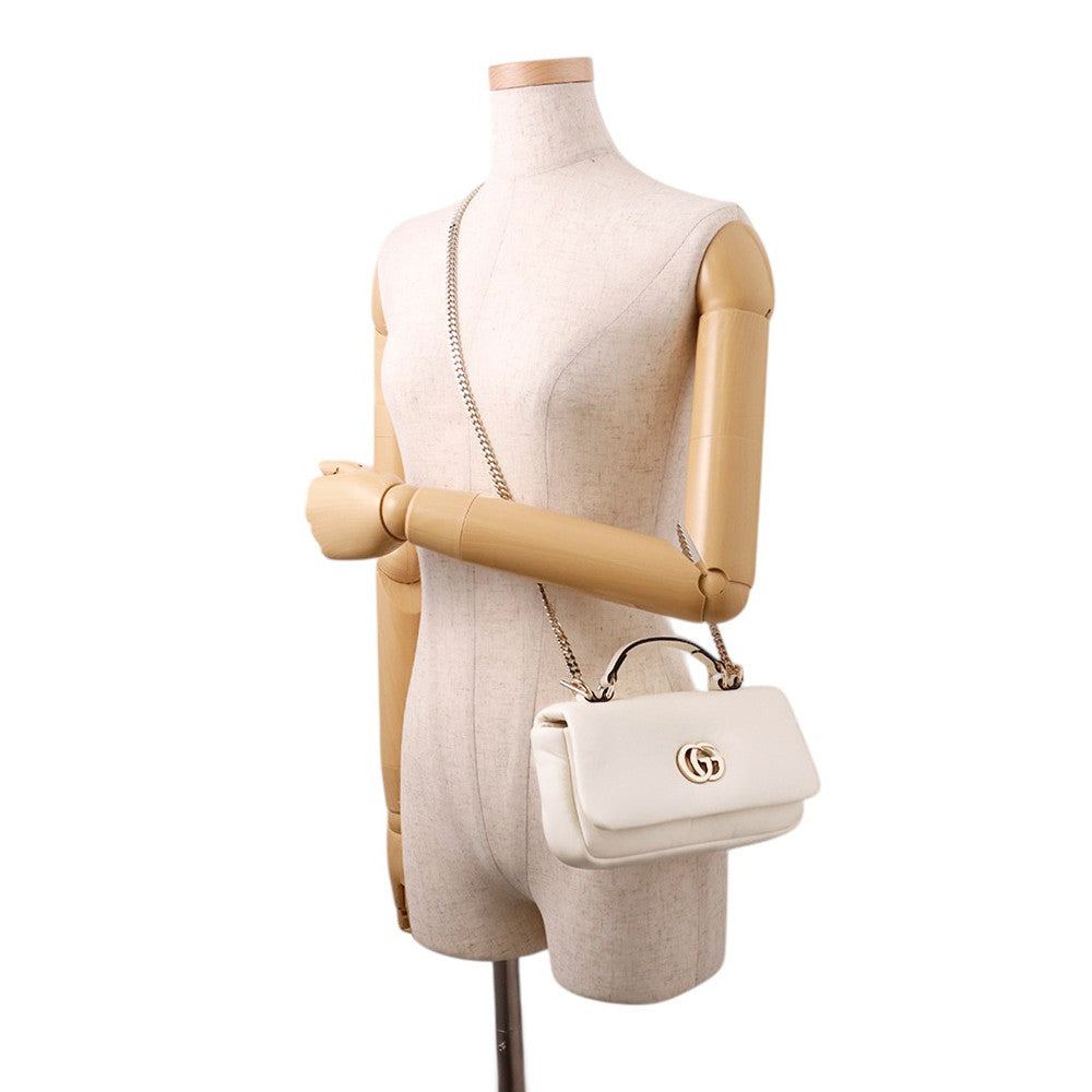 GUCCI GG Milano Mini Top Handle Bag White806017 Leather