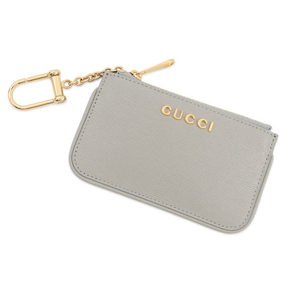 GUCCI Script Key Ring with Coin Purse Gray790102 0416 Leather