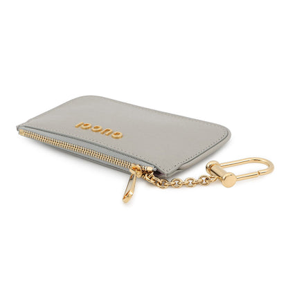 GUCCI Script Key Ring with Coin Purse Gray790102 0416 Leather