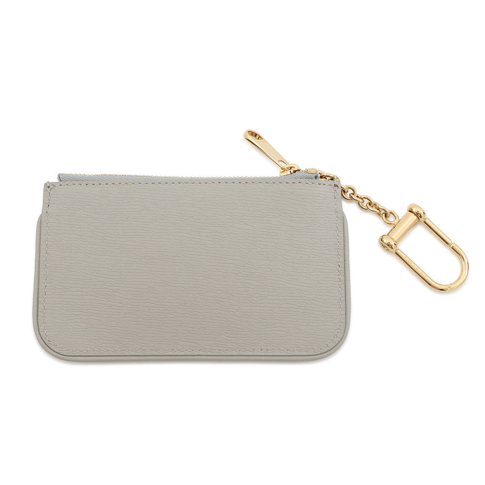 GUCCI Script Key Ring with Coin Purse Gray790102 0416 Leather