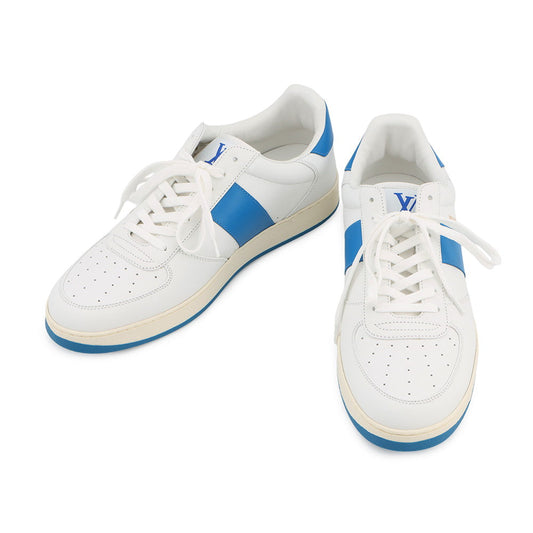 LOUIS VUITTON Rivoli Line Sneakers White/Blue1A5Y0X Leather Size 7