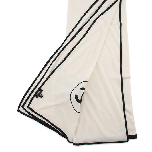 CHANEL CC Logo Stole Ivory/BlackA52032-X01249-C2666 Cashmere70% Silk30%