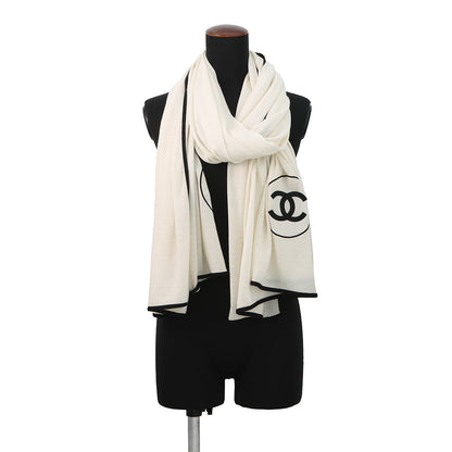 CHANEL CC Logo Stole Ivory/BlackA52032-X01249-C2666 Cashmere70% Silk30%