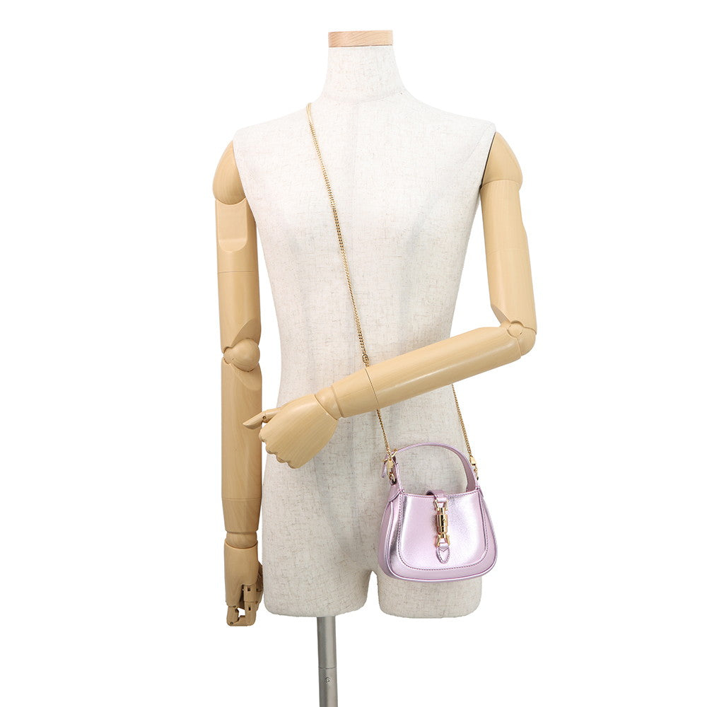 GUCCI Jackie 1961 Nanobag MetalicPink760249 Leather