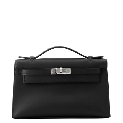 HERMES PochetteKelly Black Swift Leather