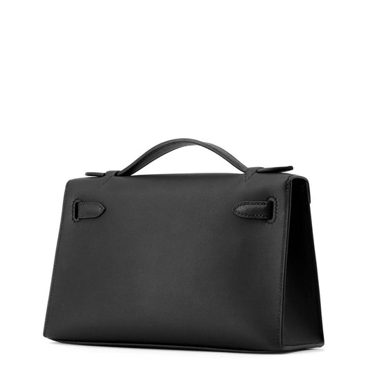 HERMES PochetteKelly Black Swift Leather