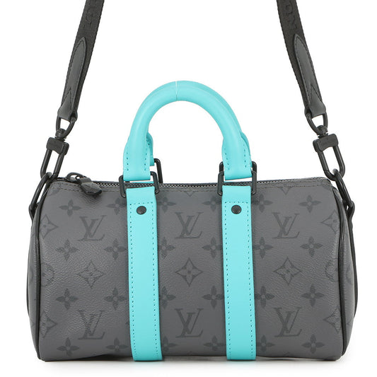 LOUIS VUITTON Keepall Bandouliere Turquoise/NoirM11645 Monogram Eclipse Reverse Size 25