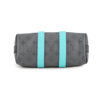 LOUIS VUITTON Keepall Bandouliere Turquoise/NoirM11645 Monogram Eclipse Reverse Size 25