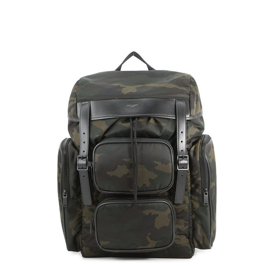 SAINT LAURENT PARIS HUNT Camouflage Backpack Khaki/Black437110 Nylon Leather