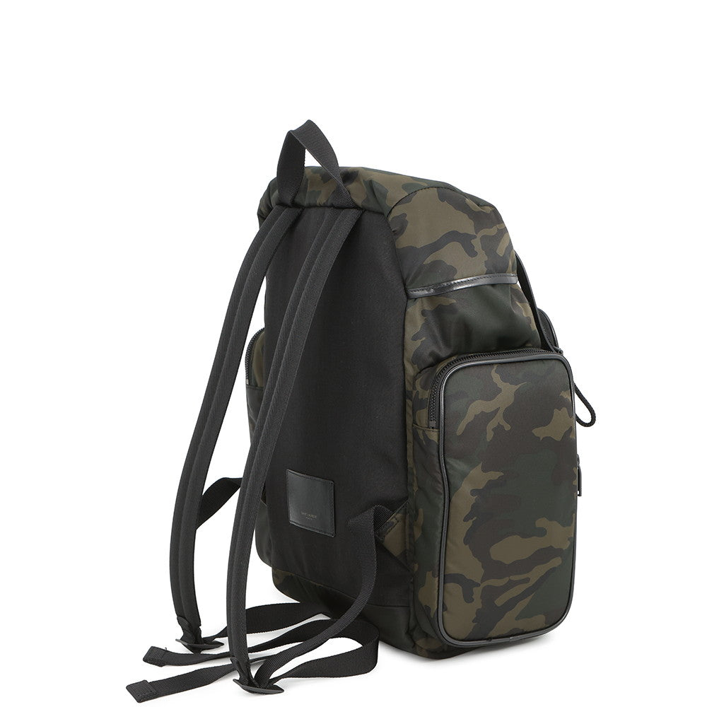 SAINT LAURENT PARIS HUNT Camouflage Backpack Khaki/Black437110 Nylon Leather