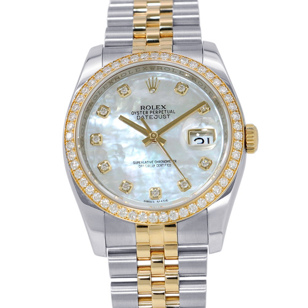 ROLEX Datejust Diamond Bezel W36mm Stainless Steel 18KYG White Shell Dial116243NG