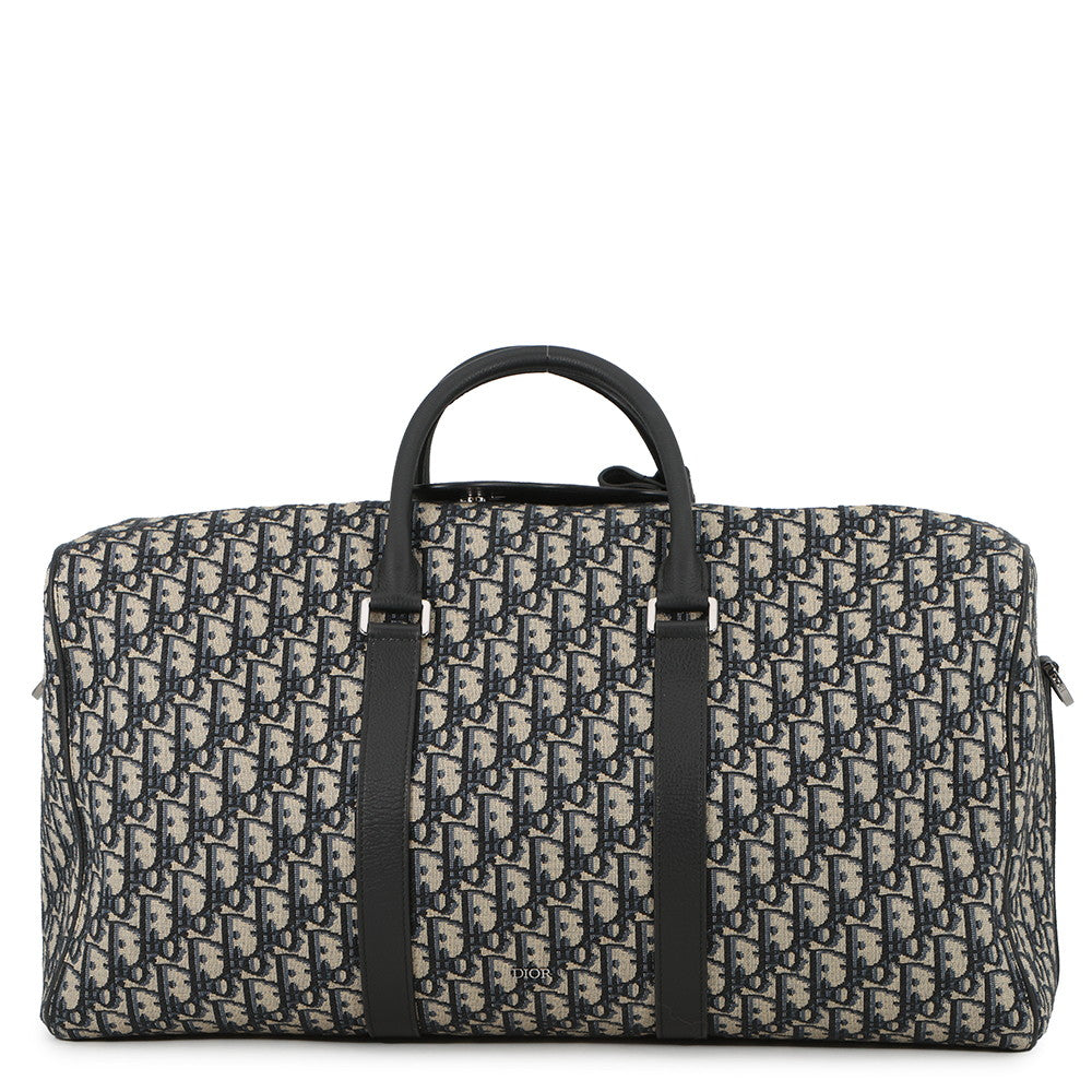 Dior Oblique Jacquard Lingot 2-Way Travel Bag Beige/Navy1ADDU115YKY_H27E Canvas Leather Size 50