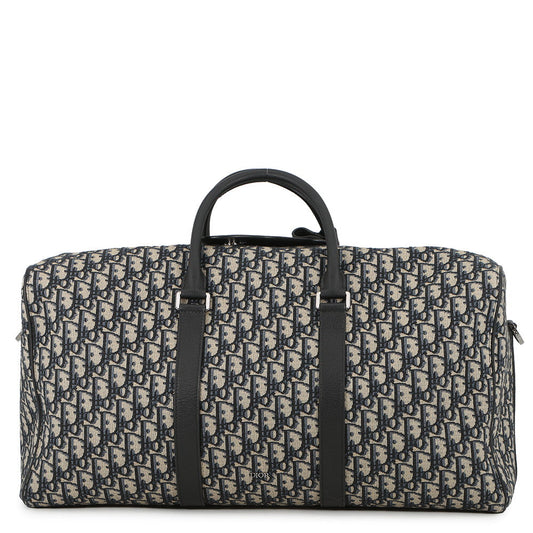 Dior Oblique Jacquard Lingot 2-Way Travel Bag Beige/Navy1ADDU115YKY_H27E Canvas Leather Size 50