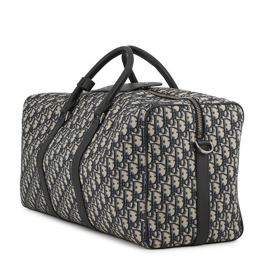 Dior Oblique Jacquard Lingot 2-Way Travel Bag Beige/Navy1ADDU115YKY_H27E Canvas Leather Size 50