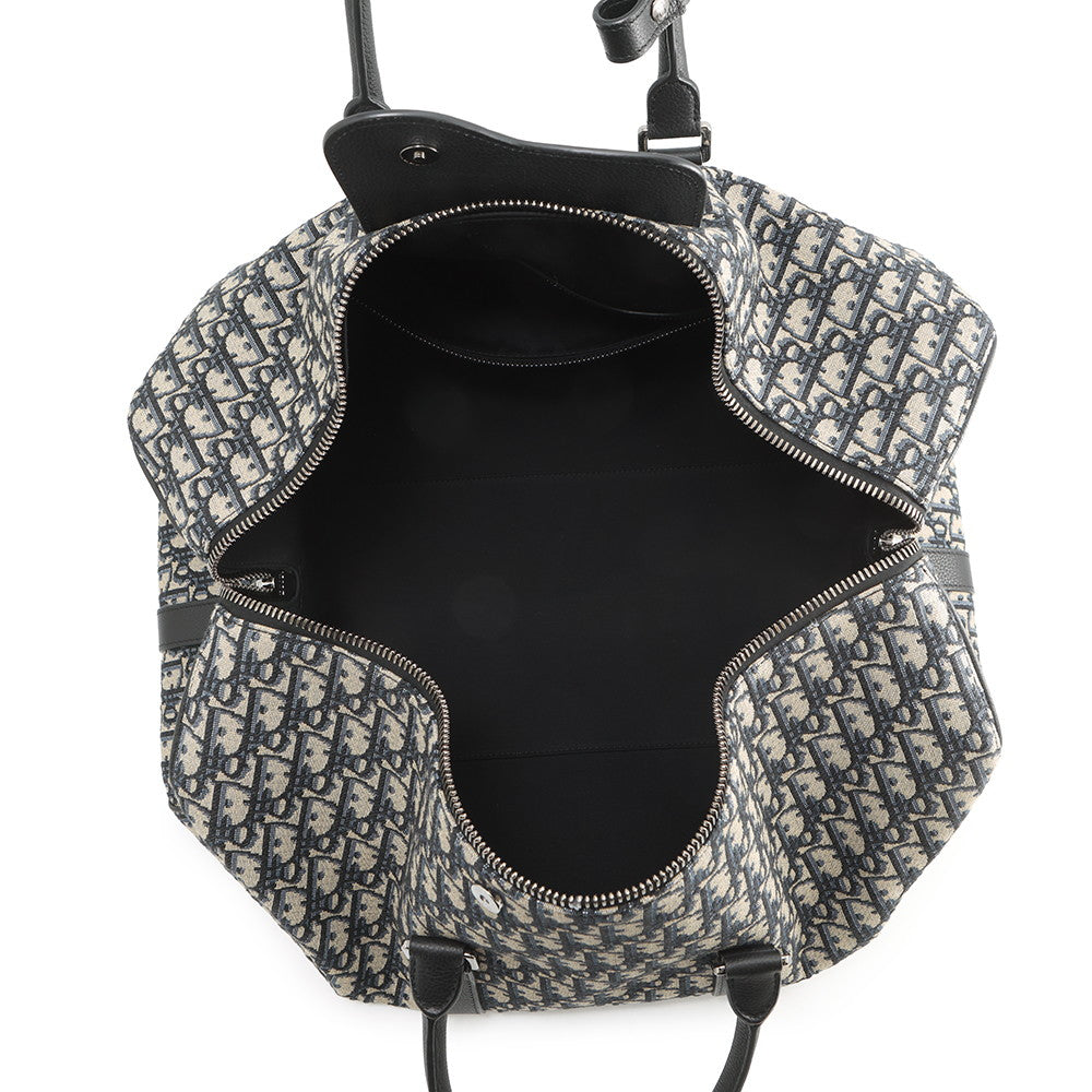 Dior Oblique Jacquard Lingot 2-Way Travel Bag Beige/Navy1ADDU115YKY_H27E Canvas Leather Size 50