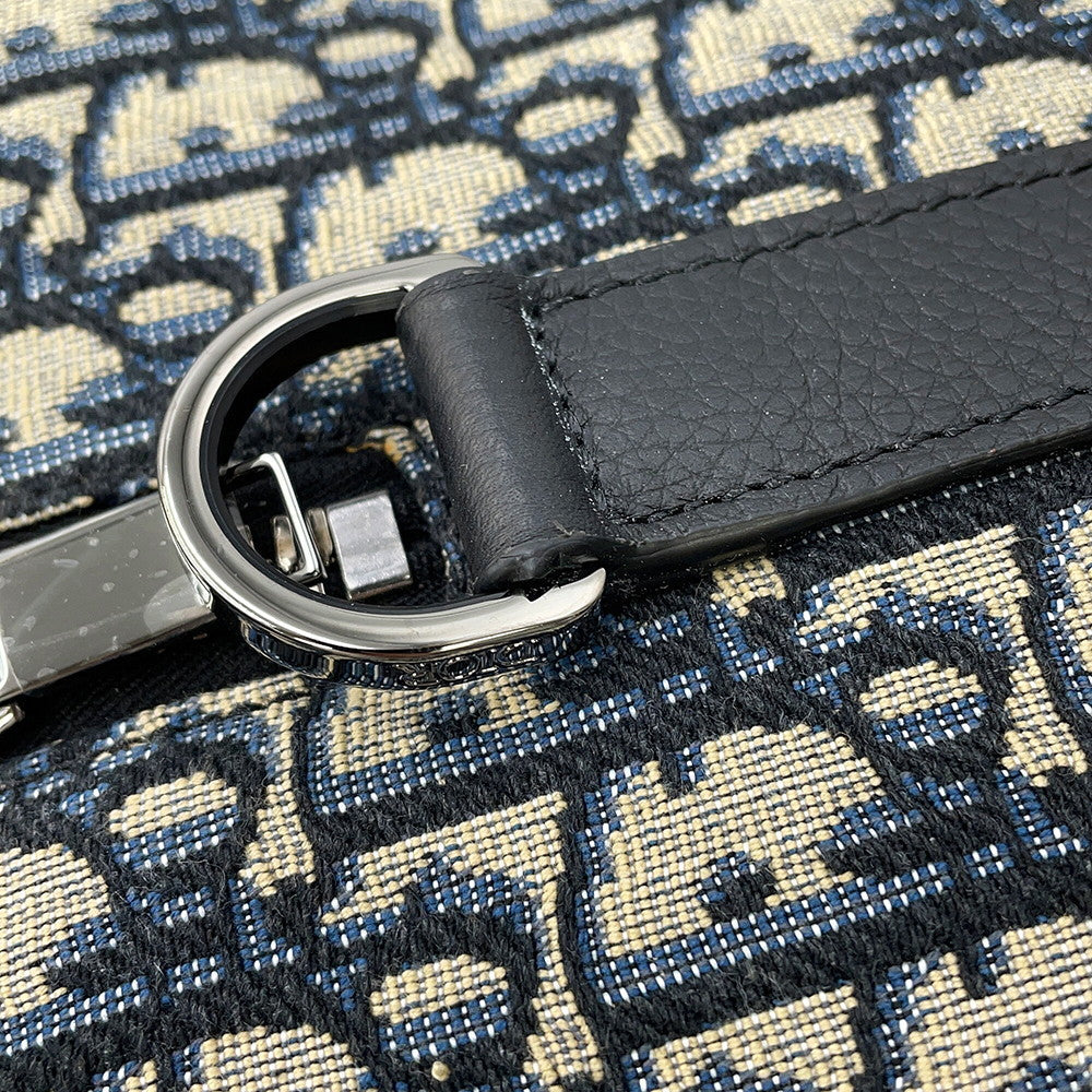 Dior Oblique Jacquard Lingot 2-Way Travel Bag Beige/Navy1ADDU115YKY_H27E Canvas Leather Size 50