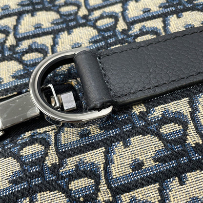 Dior Oblique Jacquard Lingot 2-Way Travel Bag Beige/Navy1ADDU115YKY_H27E Canvas Leather Size 50