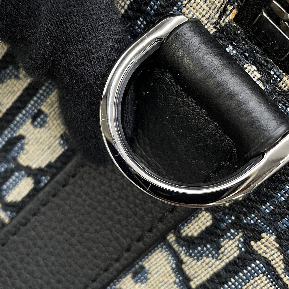 Dior Oblique Jacquard Lingot 2-Way Travel Bag Beige/Navy1ADDU115YKY_H27E Canvas Leather Size 50