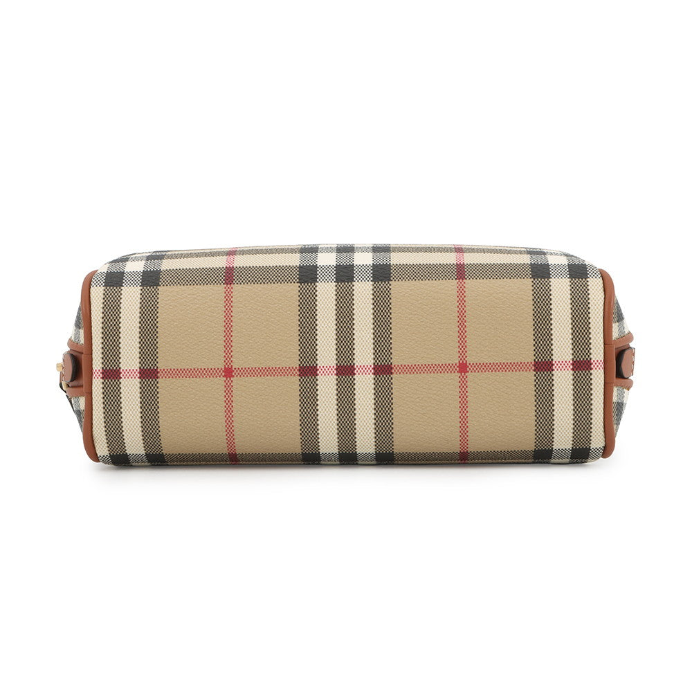 BURBERRY Novacheck Cosmetic Pouch Archive Beige80944191 PVC Leather Size Small