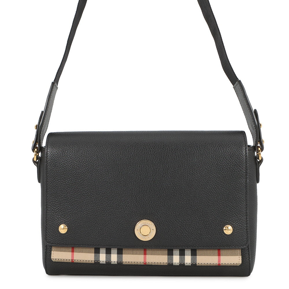 BURBERRY Nova Check Flap Shoulder Bag Black8021110 Leather Canvas