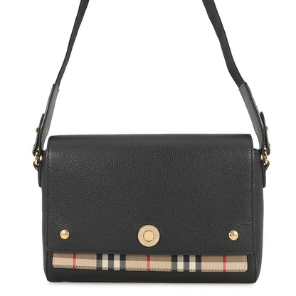 BURBERRY Nova Check Flap Shoulder Bag Black8021110 Leather Canvas