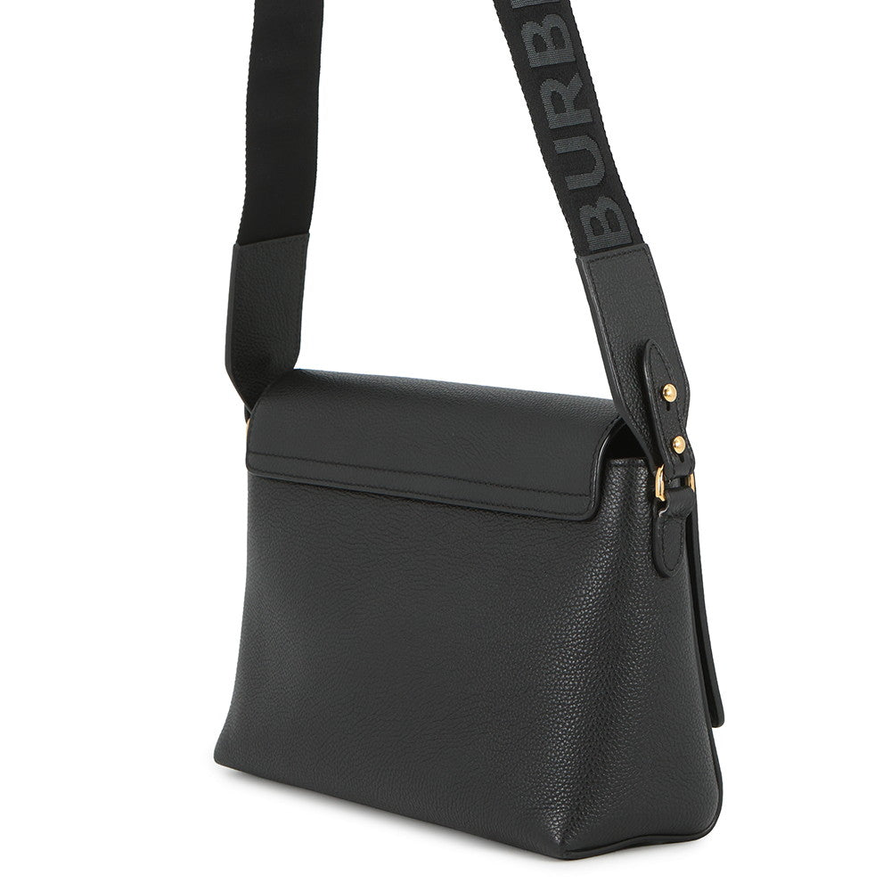 BURBERRY Nova Check Flap Shoulder Bag Black8021110 Leather Canvas