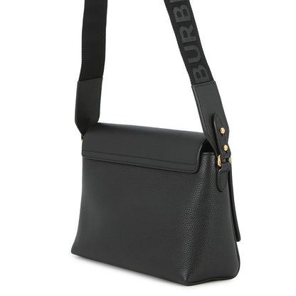 BURBERRY Nova Check Flap Shoulder Bag Black8021110 Leather Canvas