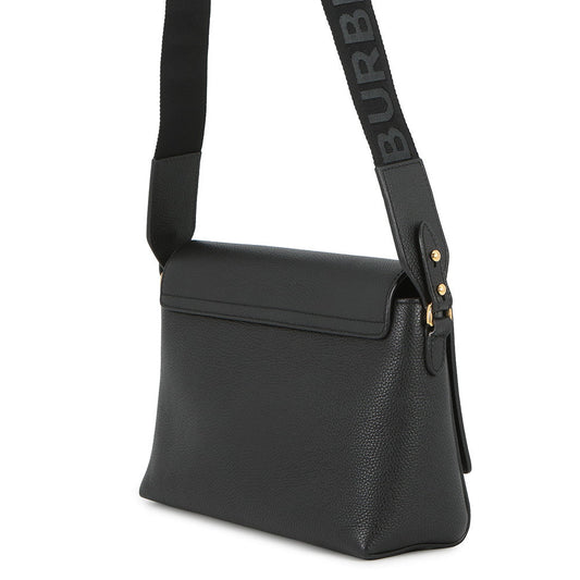 BURBERRY Nova Check Flap Shoulder Bag Black8021110 Leather Canvas