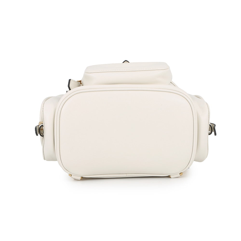 MIUMIU Logo Backpack White5BZ043 Leather Size Medium