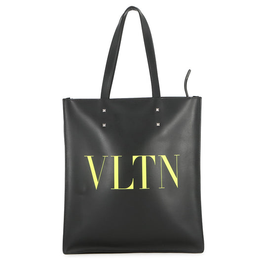Valentino Garavani VLTN Logo Rock Studded Tote Bag Black Leather