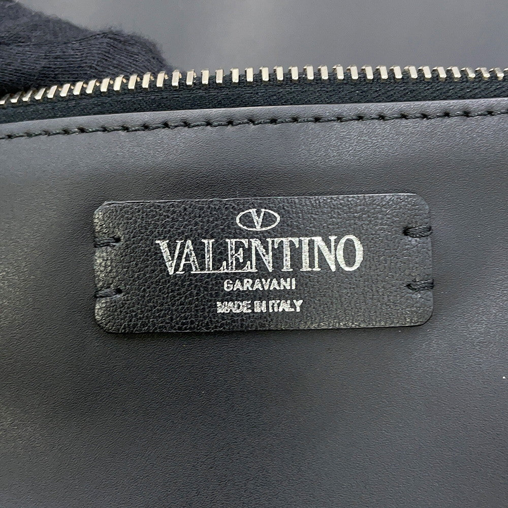 Valentino Garavani VLTN Logo Rock Studded Tote Bag Black Leather