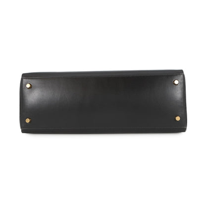 HERMES Kelly Retourne Black Box Calf Leather Size 35