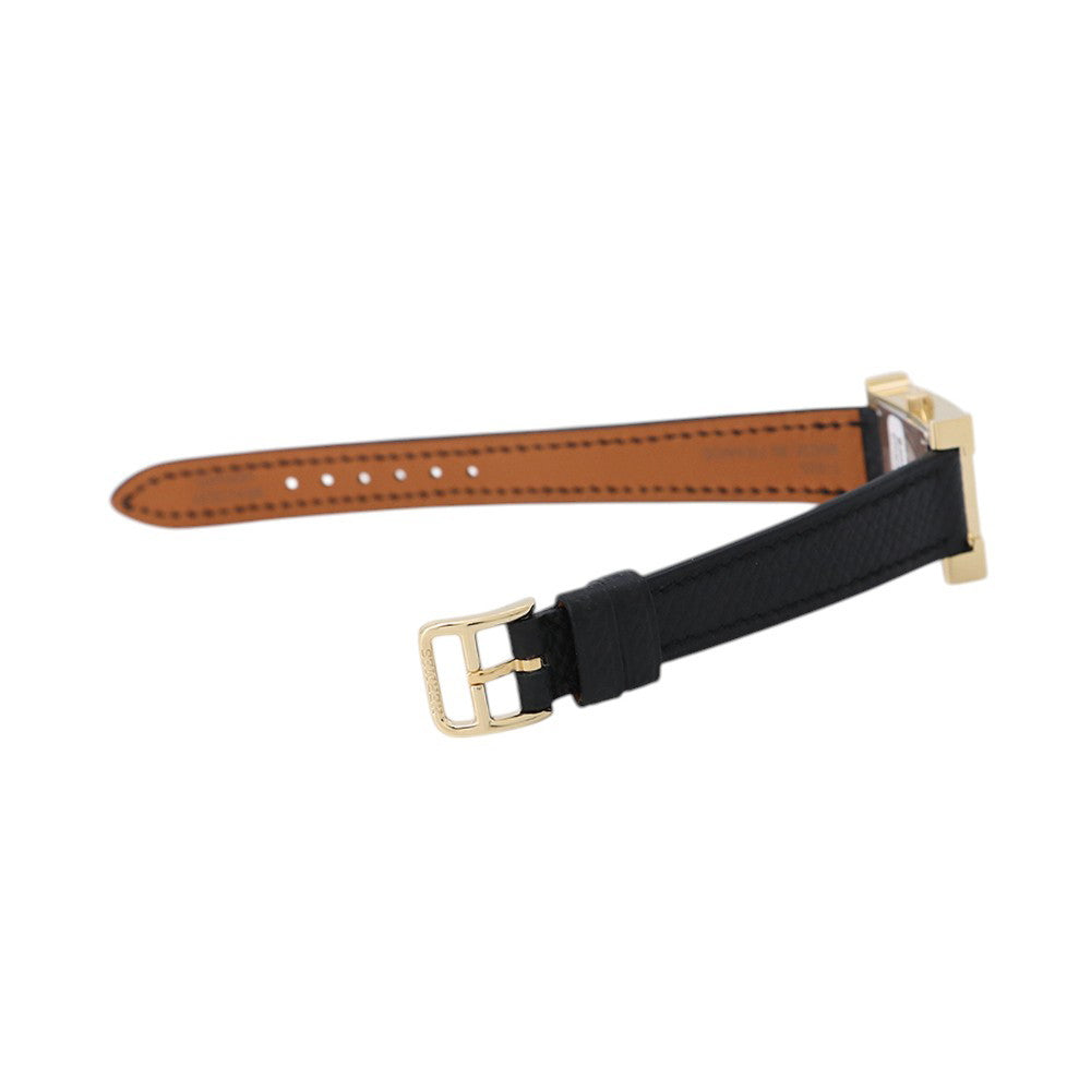 HERMES H Watch Mini W21mm Stainless Steel Gold Plated Epsom Black Silver Oparin DialHH1.101/W404371WW00