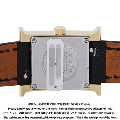 HERMES H Watch Mini W21mm Stainless Steel Gold Plated Epsom Black Silver Oparin DialHH1.101/W404371WW00