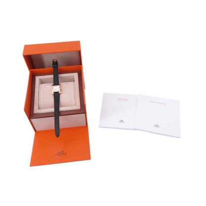 HERMES H Watch Mini W21mm Stainless Steel Gold Plated Epsom Black Silver Oparin DialHH1.101/W404371WW00
