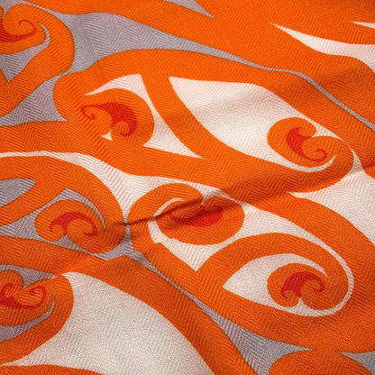 HERMES Giant Square KAWA ORA Size 140 Orange/Multicolor Cashmere70% Silk30%
