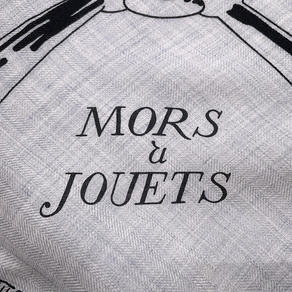 HERMES Giant Square MORS JOUETS Size 140 Gray/Black/Blue Silk Cashmere
