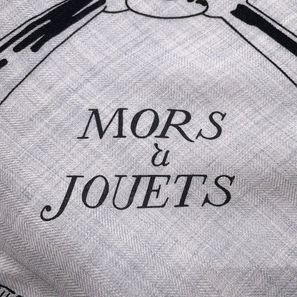 HERMES Giant Square MORS JOUETS Size 140 Gray/Black/Blue Silk Cashmere