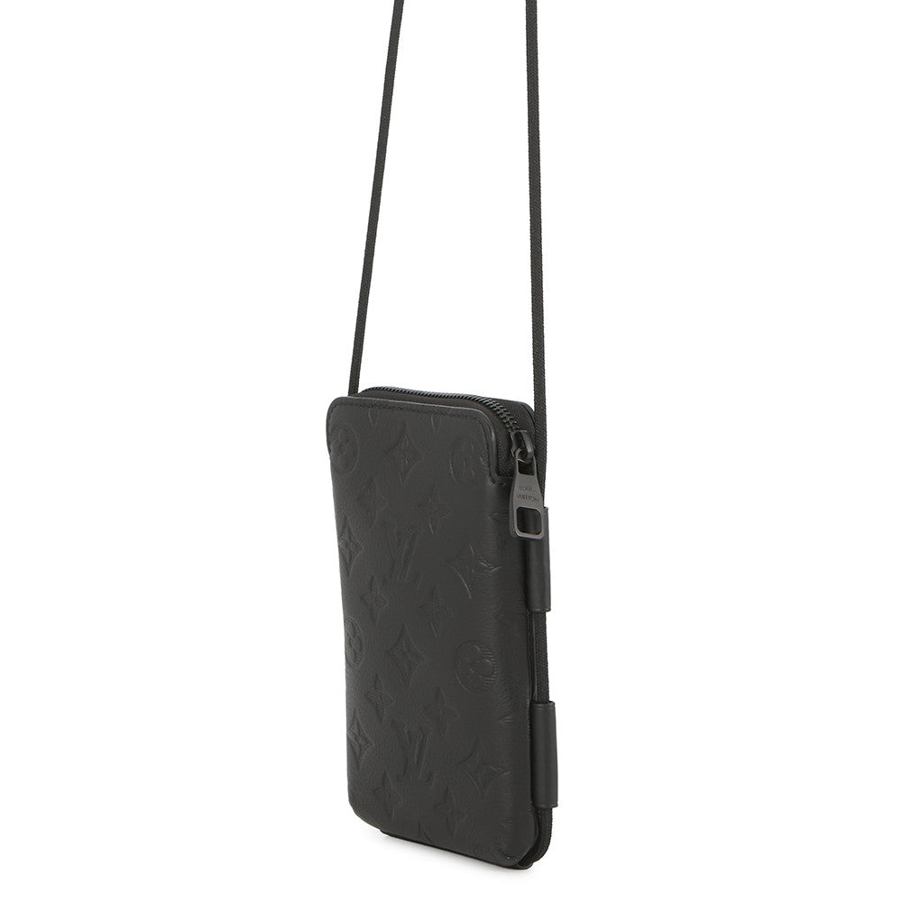 LOUIS VUITTON Lace-up Pouch NoirM12601 Monogram Shadow