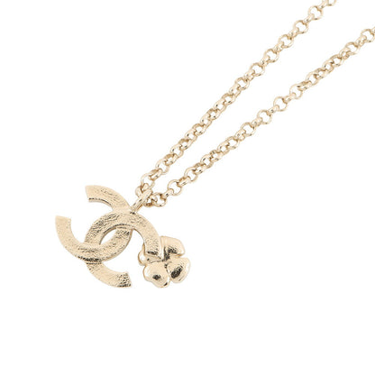 CHANEL CC Logo Clover Necklace Gold/BlackABF387 Metal Rhinestone