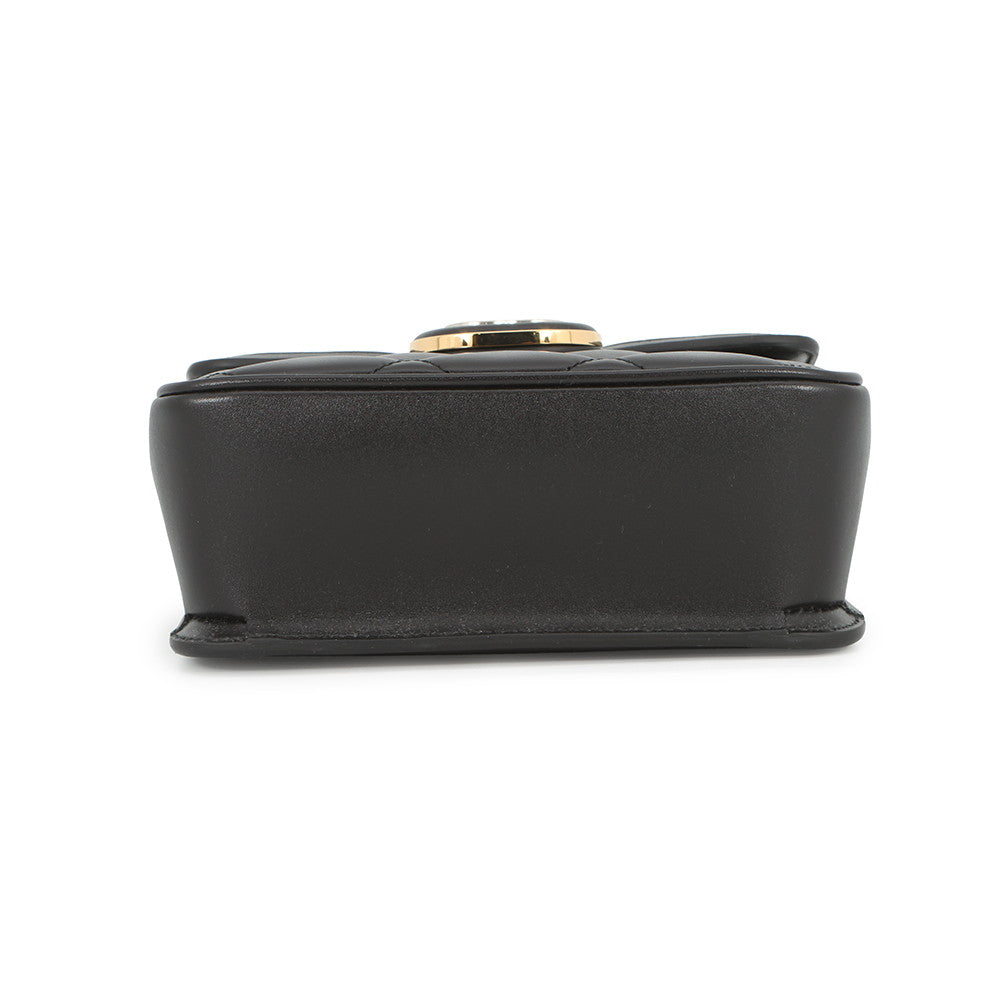 GUCCI Decorated Mini Chain Shoulder Bag Black741457 Leather