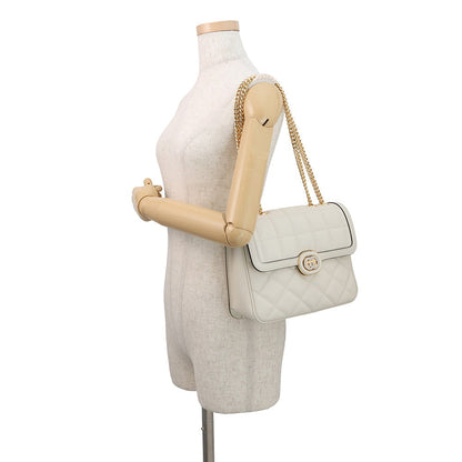 GUCCI Decorated Chain Shoulder Bag White850524 Leather