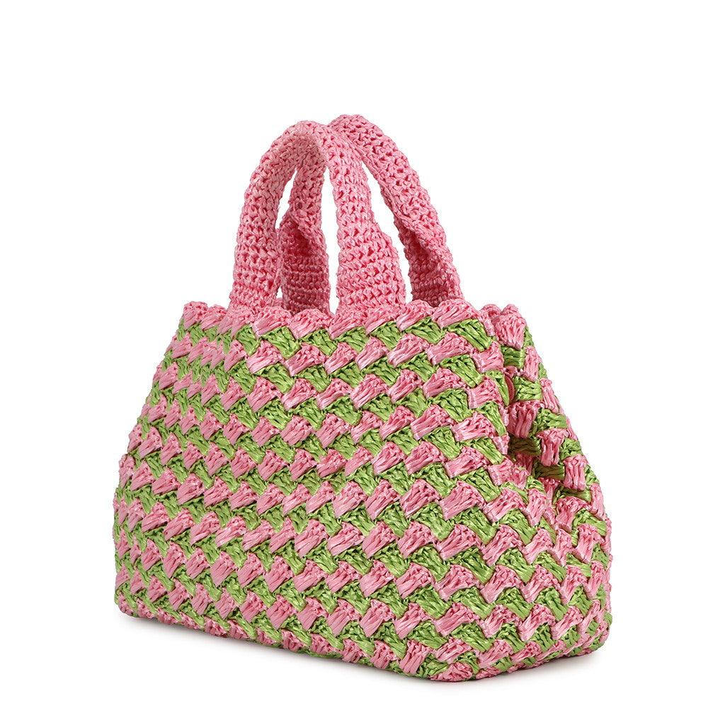 PRADA Canapa tote Green/PinkBN2303 Raffia