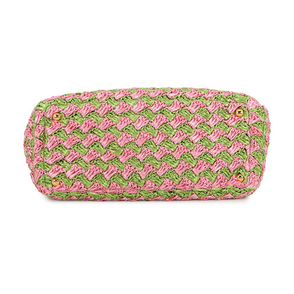 PRADA Canapa tote Green/PinkBN2303 Raffia